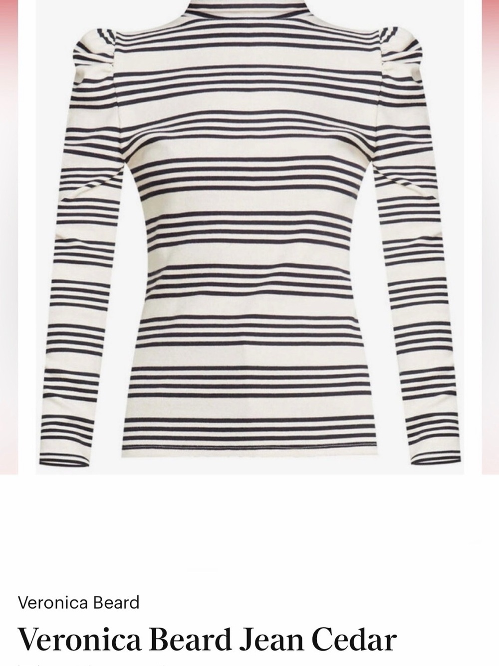 Veronica Beard Jeans- $185 Cedar Puff Sleeve Turtleneck- Black & Cream, XL